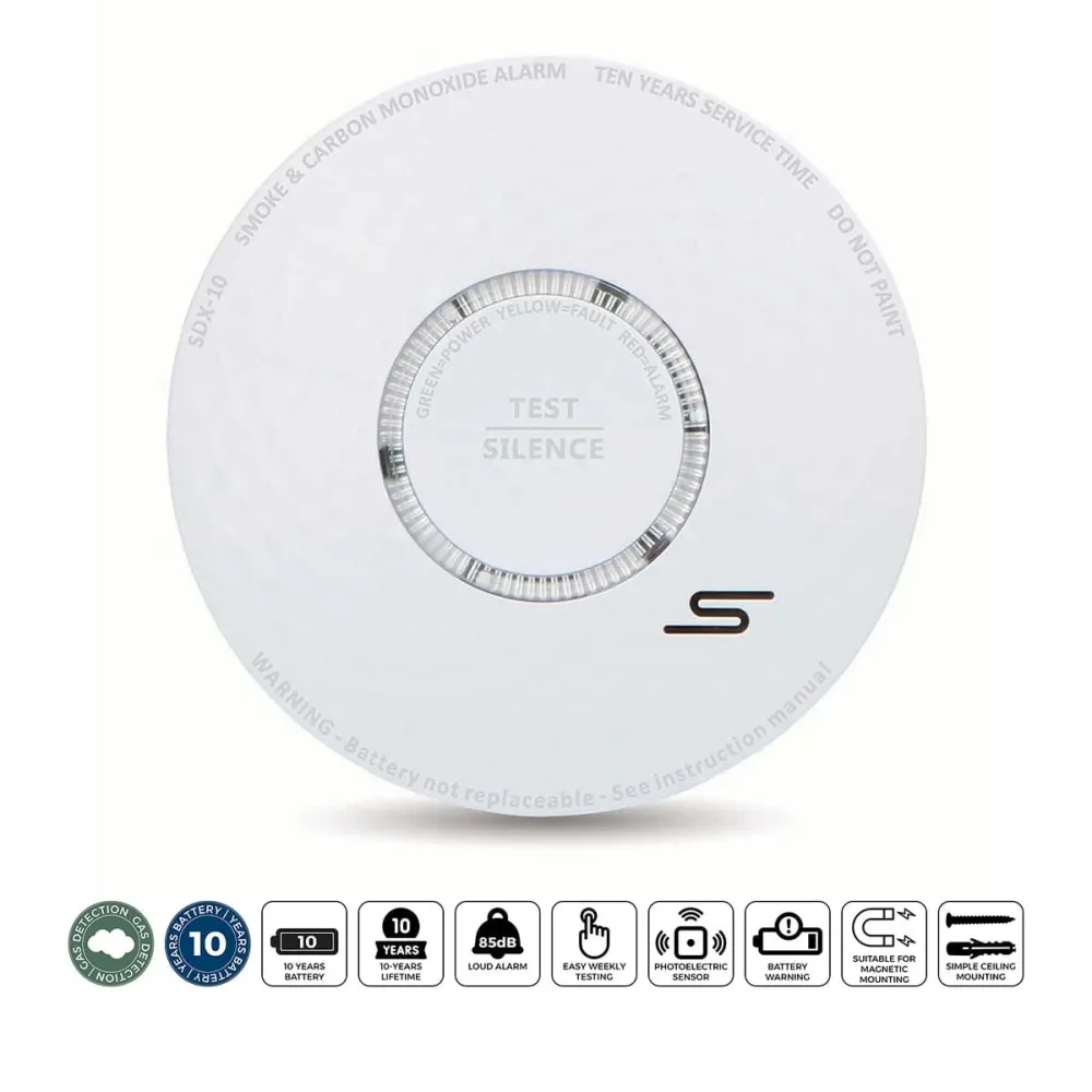 Alecto SDX10 - Pack détecteur de fumée et de monoxyde de carbone - Blanc