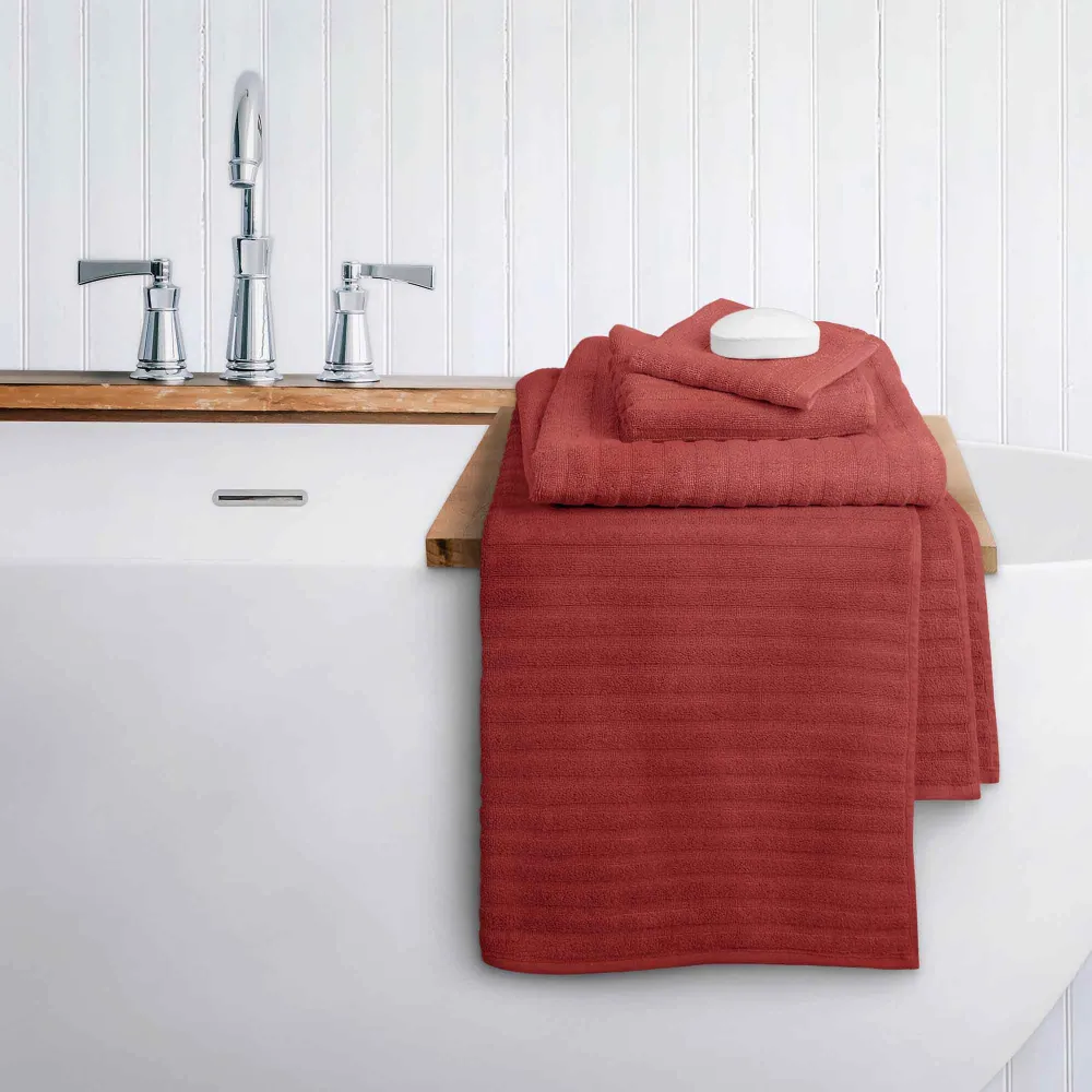 Serviette de bain texturée de couleur érable rustique, 27" x 54" en Coton Biologique