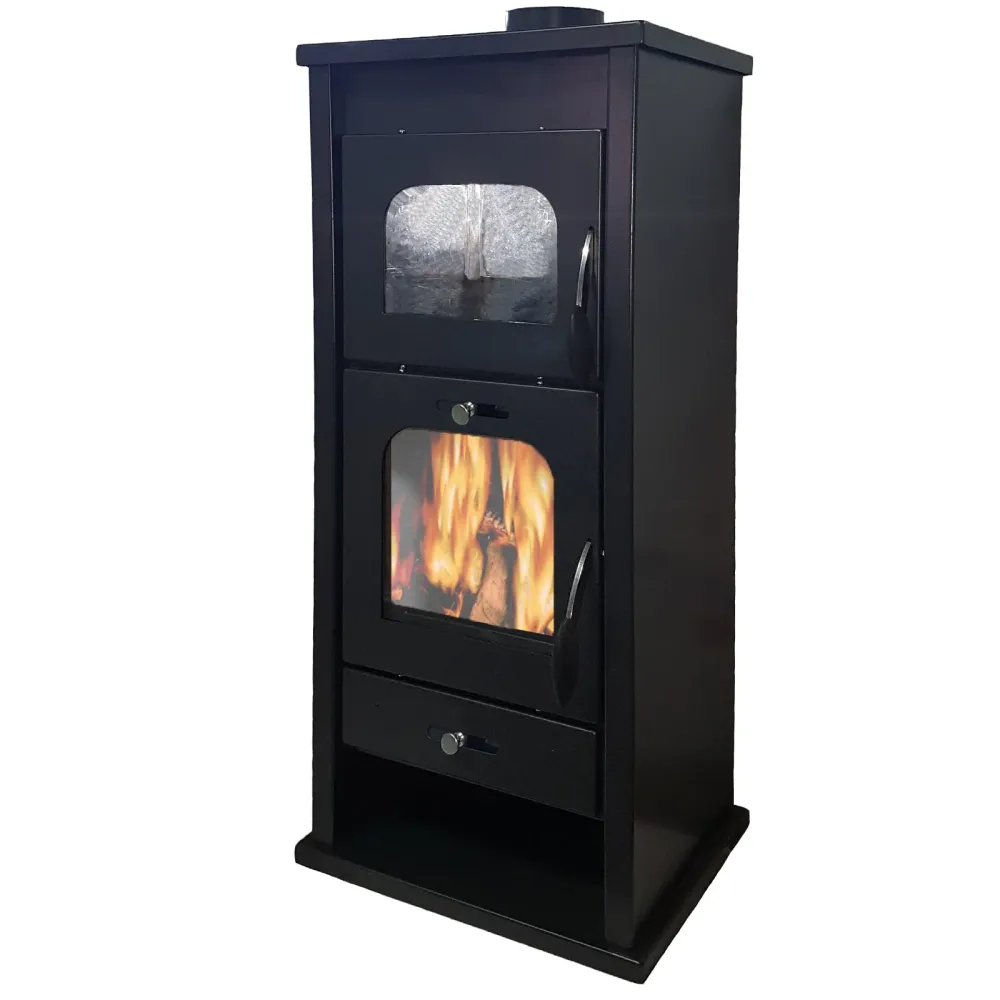 Poêle à bois "Gran Paradiso" 13 kw avec four h 109 cm dans cheminée en acier peint "Made Italy"