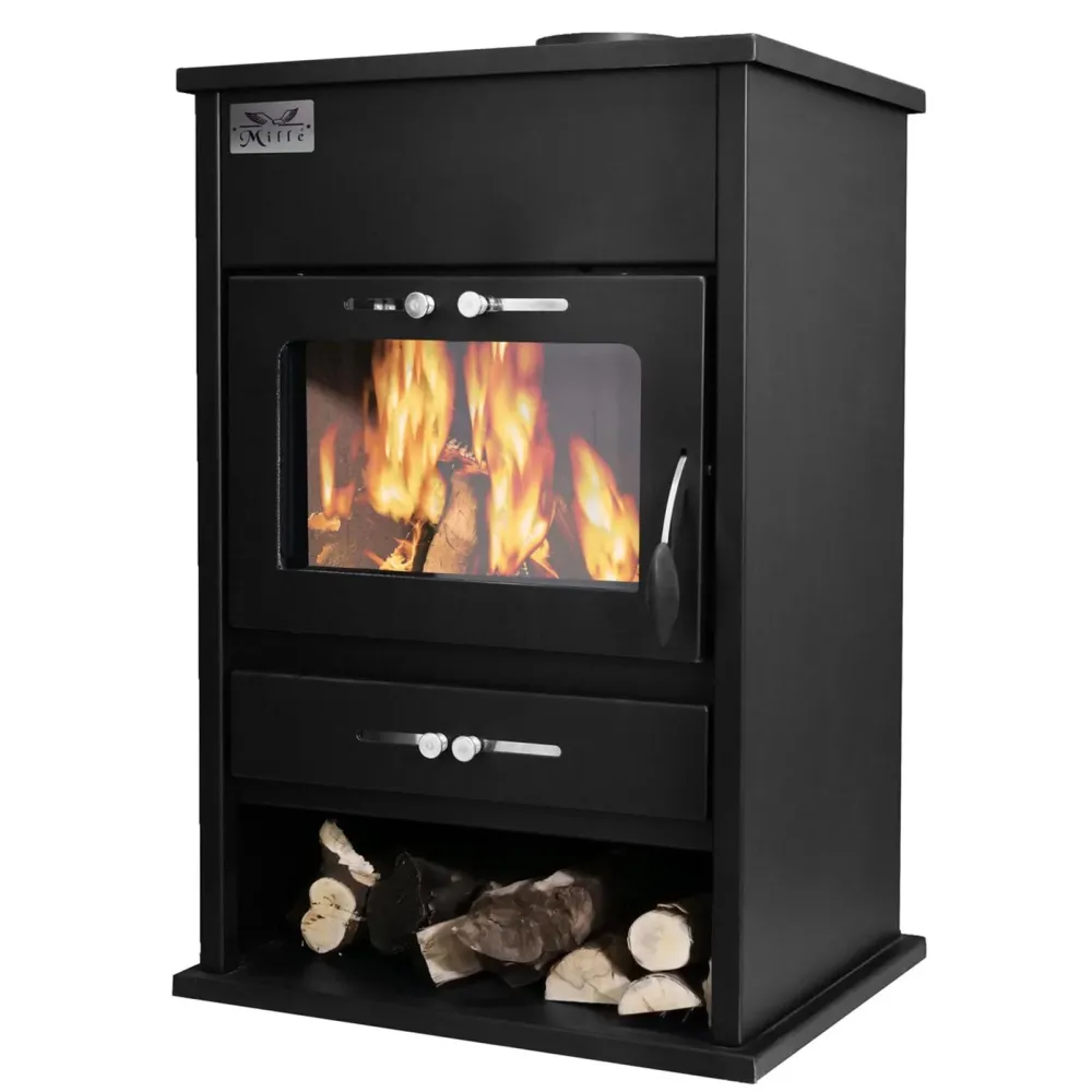 Poêle à bois "Montebianco" en acier peint Cheminée 18 kw h 97 cm Fabriqué en Italie