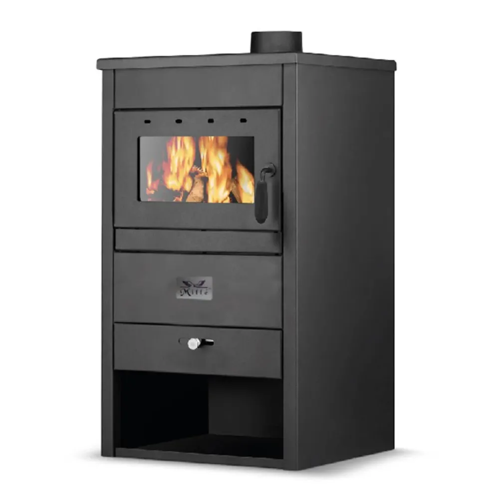 Poêle à bois "Rea" en acier peint Cheminée 18 kw h 98 cm Fabriqué en Italie