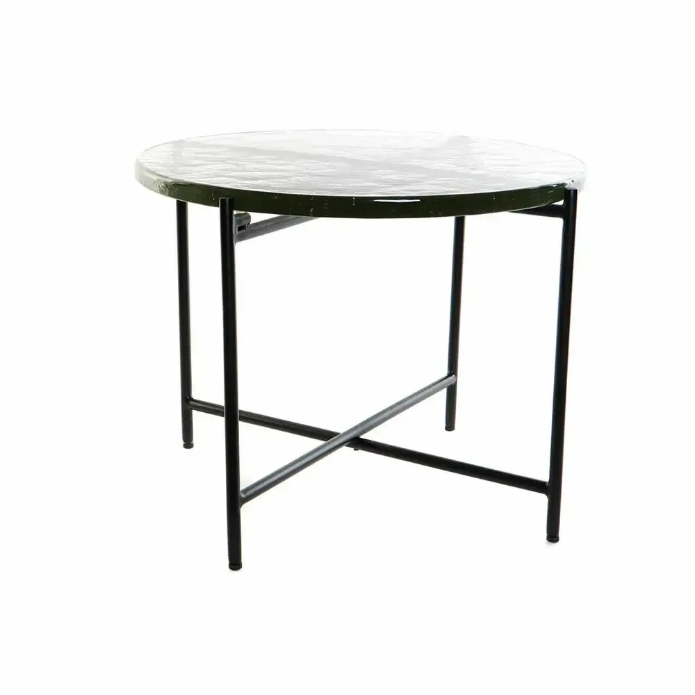 Statue d'intérieur Table d'appoint DKD Home Decor Verre Noir Métal Récent (50 x 50 x 42