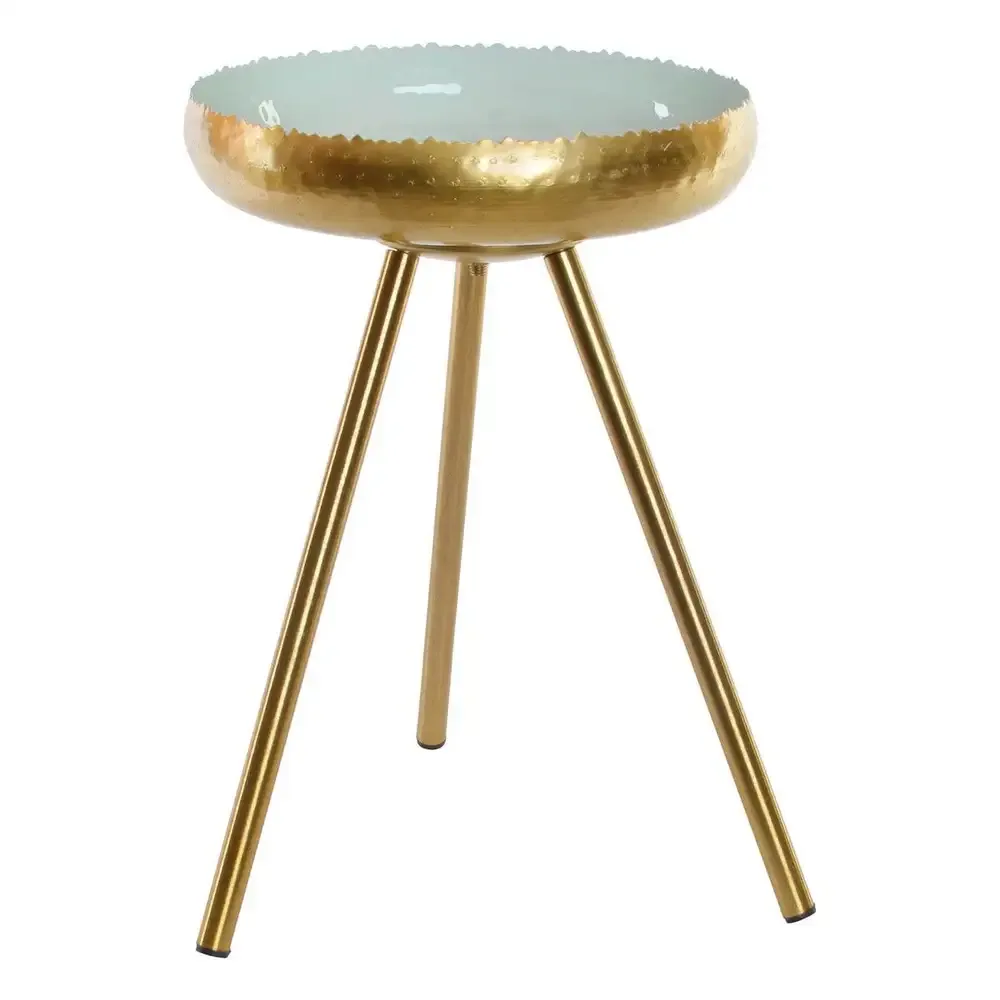 Table d'appoint Laqué Bleu Ciel et Métal Doré Home Decor Nettoyage Humide