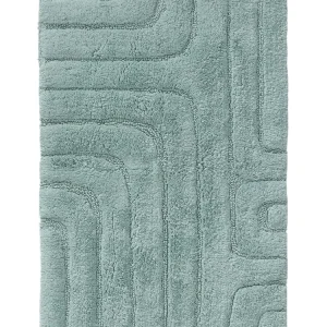 Tapis de bain 100% Coton tufté à la main DAN Bleu BENUTA