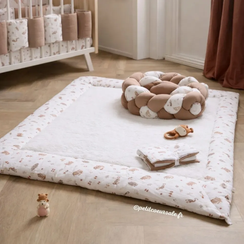 Tapis de parc bébé réversible 100x100 cm – Cosy forest