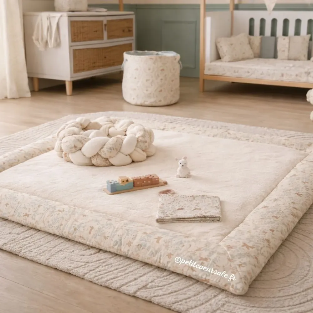 Tapis de parc bébé réversible 100x100 cm – Jardin enchanté