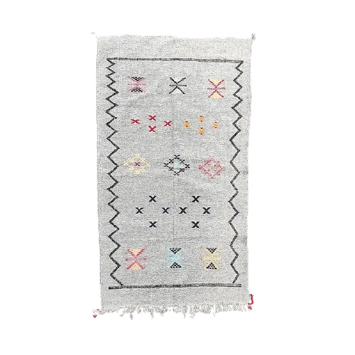 Petit Tapis Berbère Gris Ethnique <br> 85x155 cm