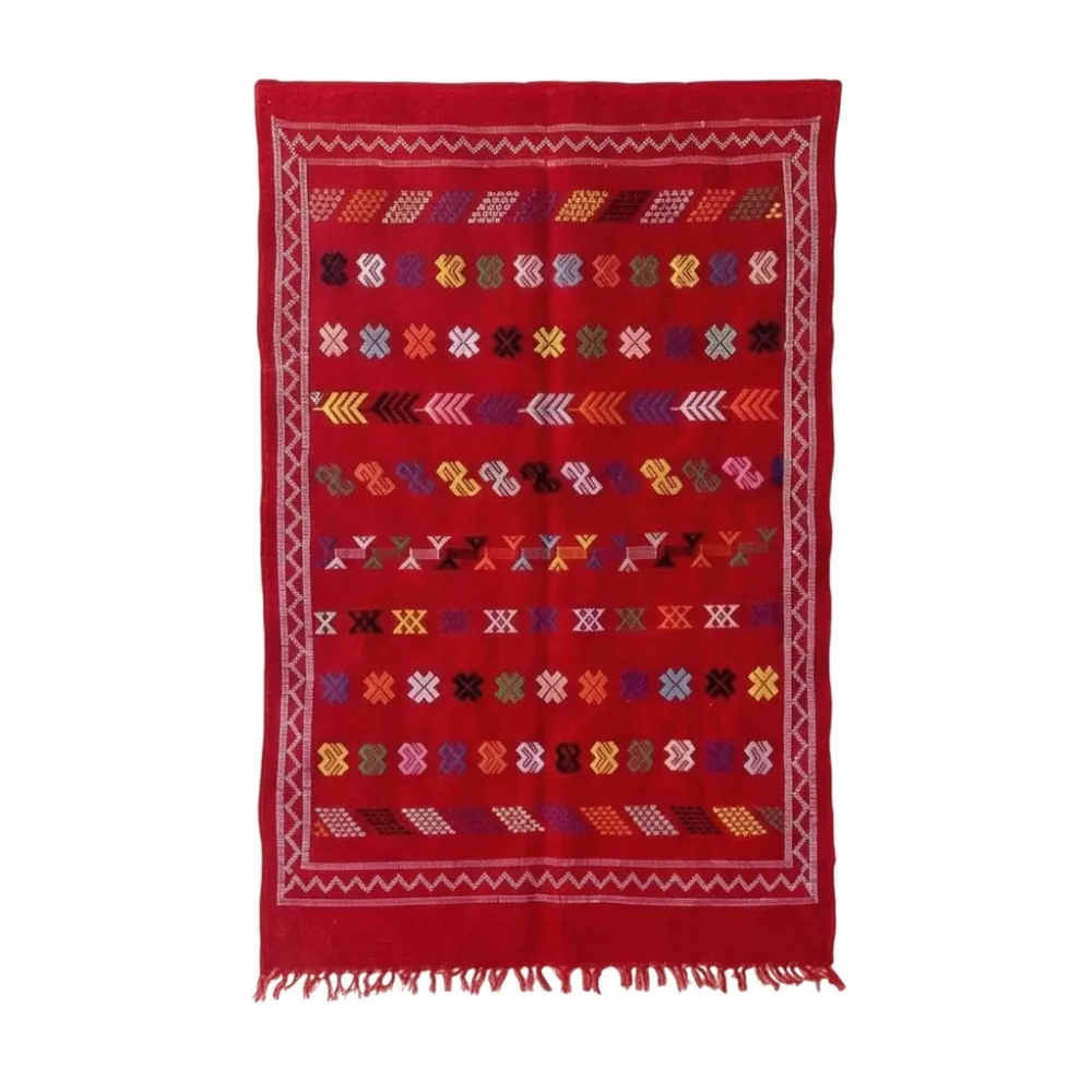 Petit tapis berbère rouge ethnique 90x140 cm