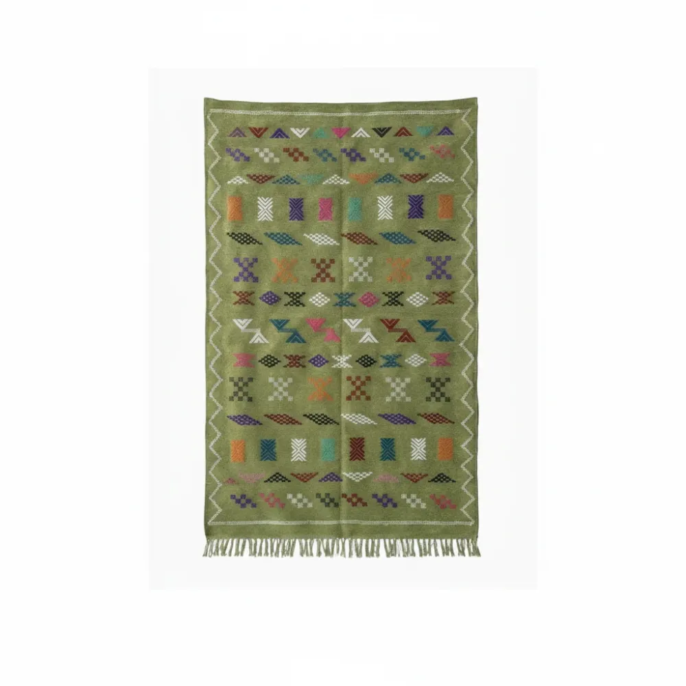 Petit tapis berbère vert bohème 100x150 cm