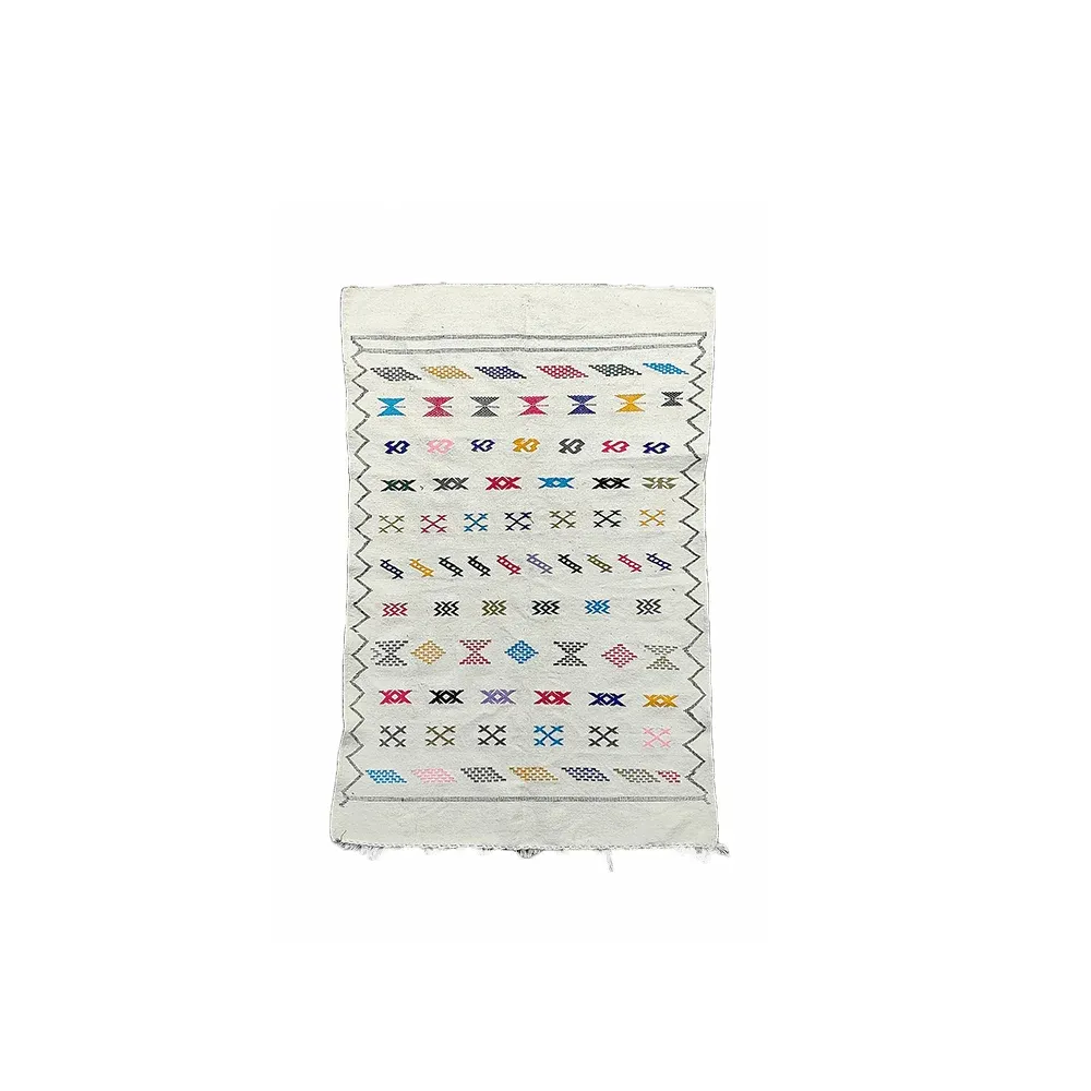 Petit Tapis marocain blanc Ethnique