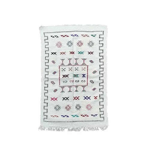 Petit Tapis marocain blanc Ethnique <br> 90x140 cm