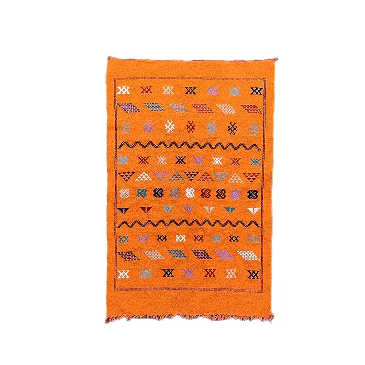 Petit Tapis Marocain Ethnique Orange