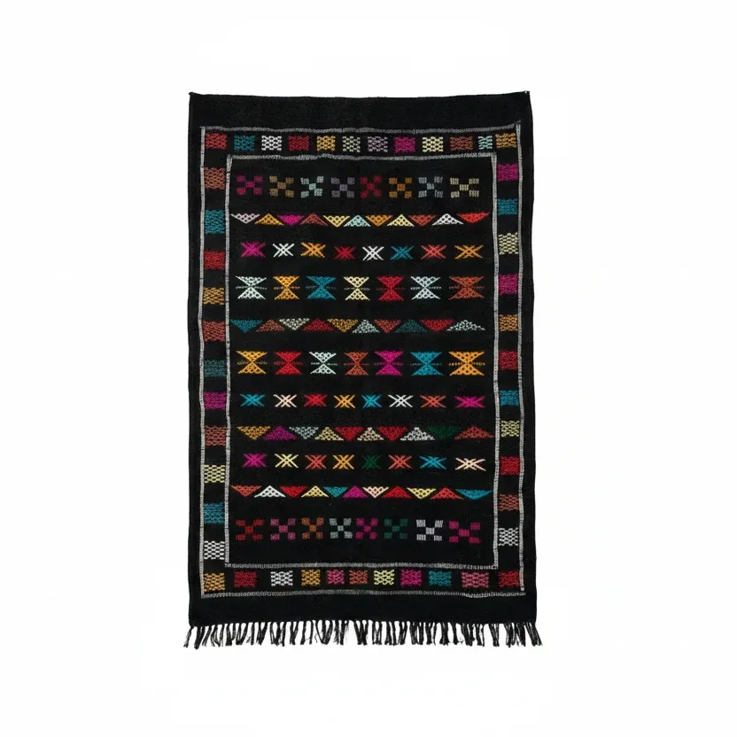 Petit tapis Sabra noir ethnique 100x150 cm