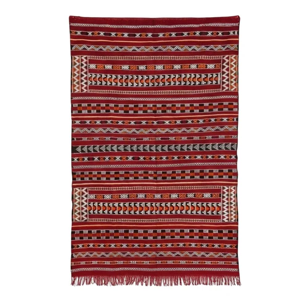 Tapis berbère rouge kilim 155x240 cm