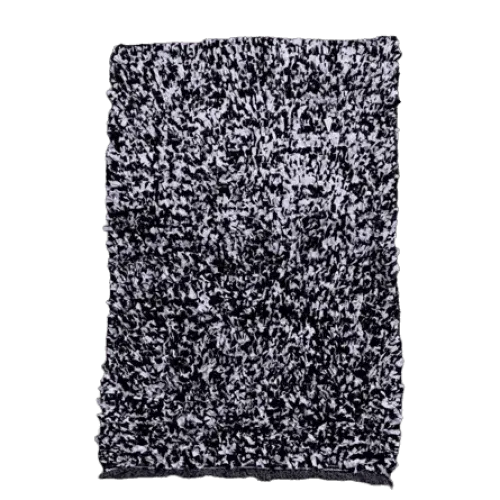 Tapis Boucherouite noir et blanc <br> 115x175 cm