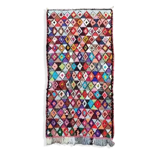 Tapis Boucherouite petits losanges Multicolore <br> 125x250 cm