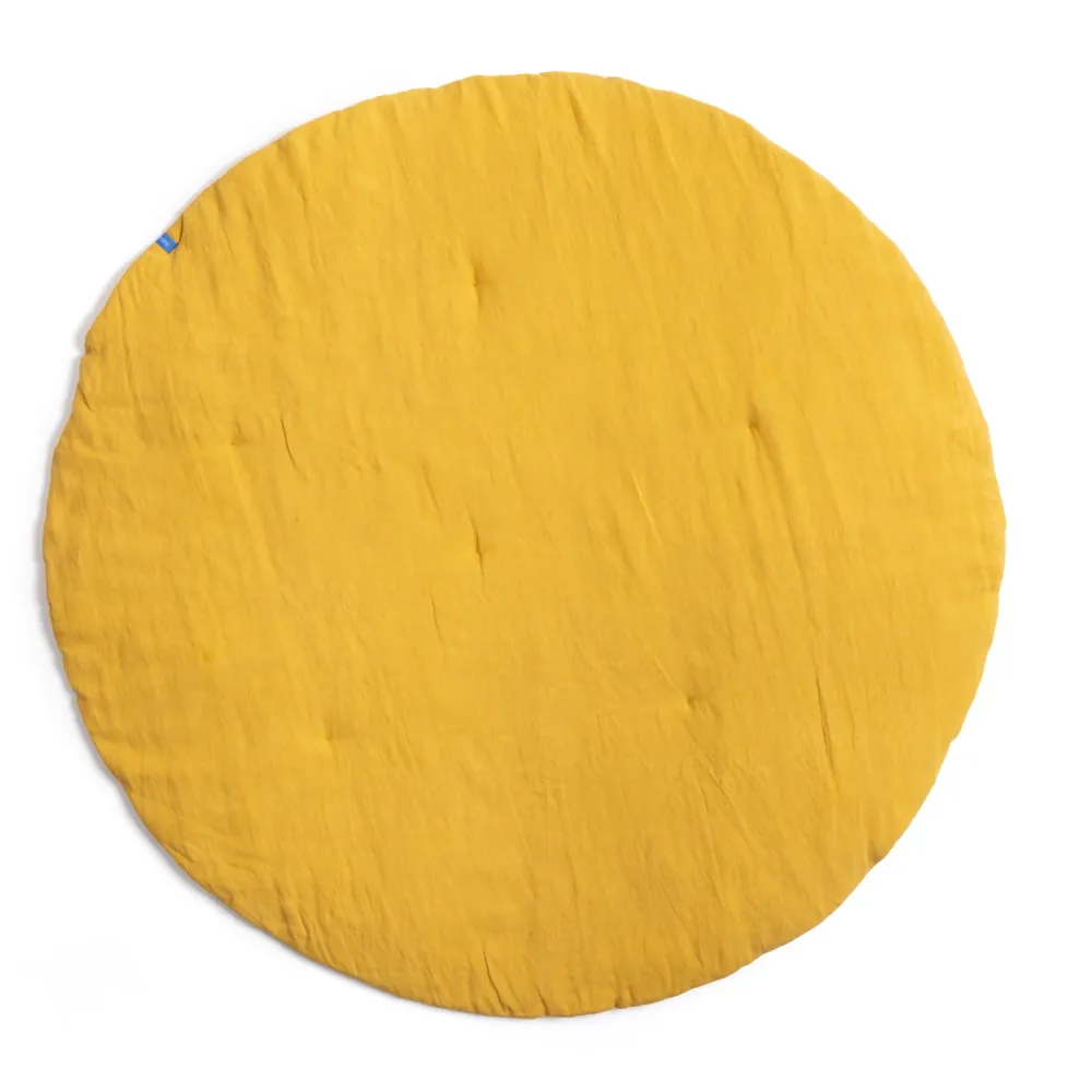 Tapis d'éveil en lin moutarde