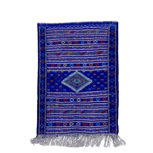 Tapis Kilim Bleu Marocain 82x115 cm