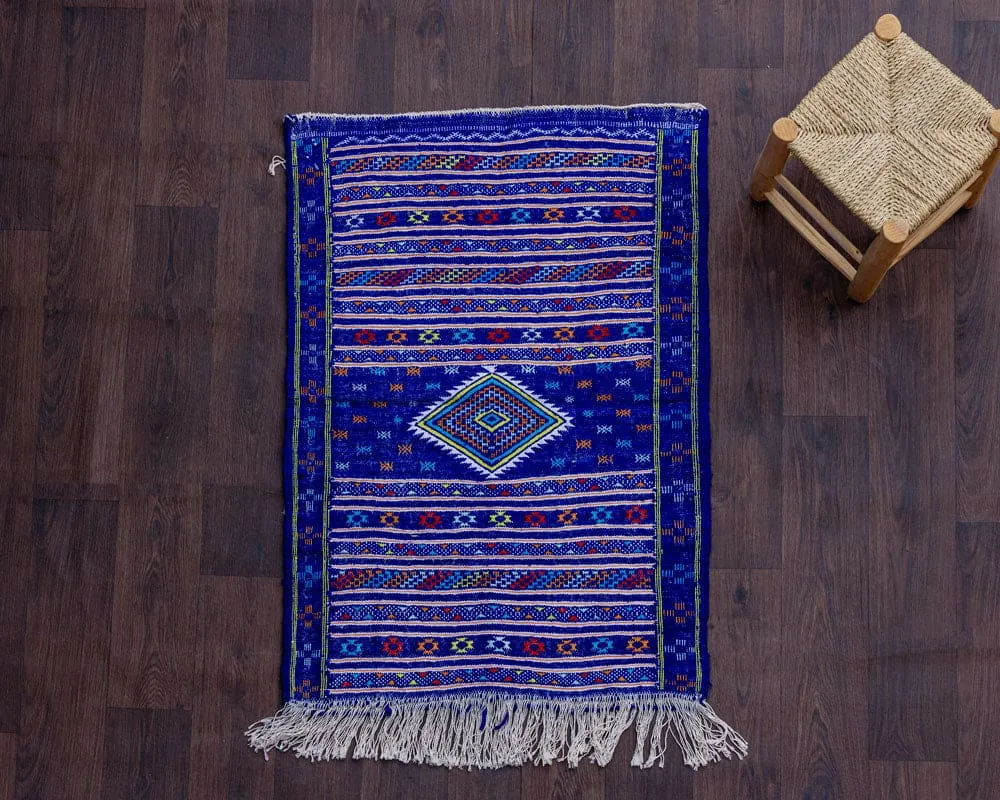 Tapis Kilim Bleu Marocain 82x115 cm