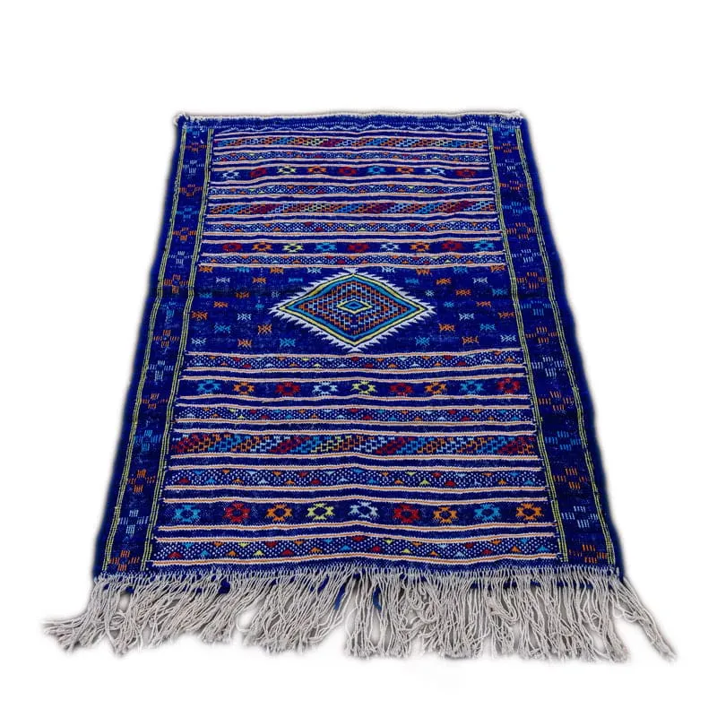 Tapis Kilim Bleu Marocain 82x115 cm
