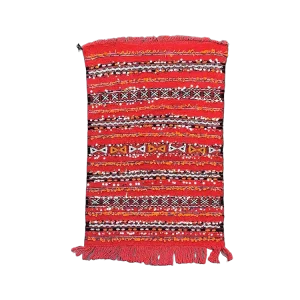 Tapis Kilim Rouge à sequins<br> 78x120 cm