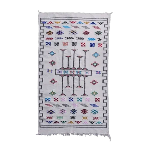 Tapis marocain blanc Ethnique <br> 112x195 cm