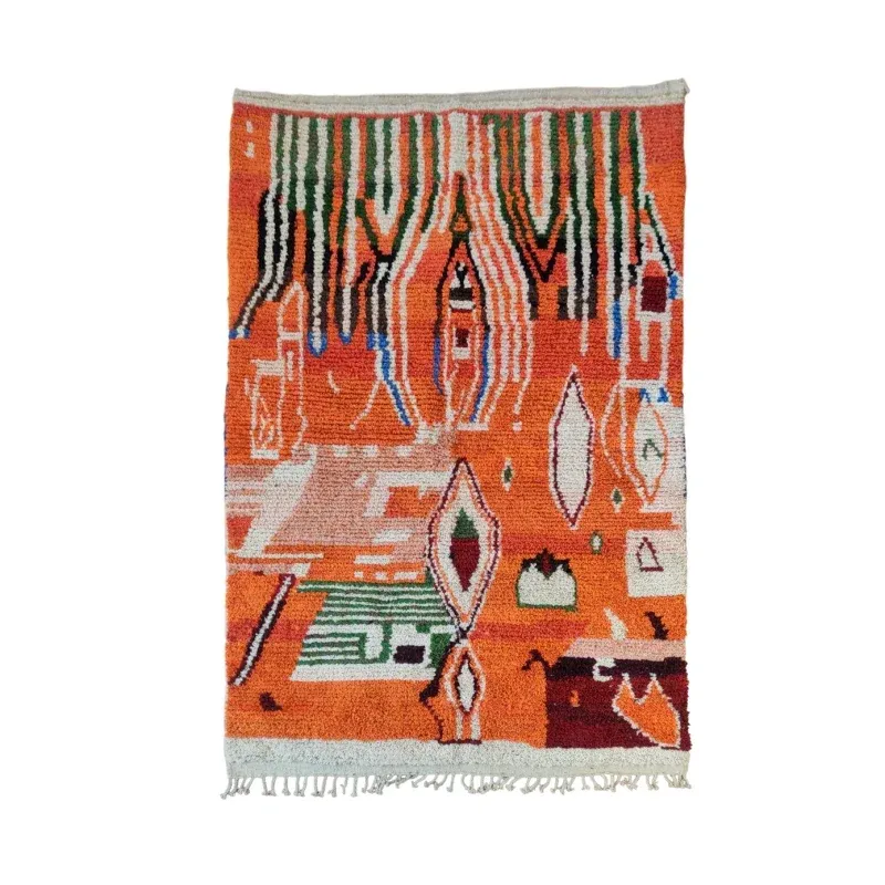 Tapis marocain orange boujad