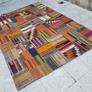 Tapis Patchwork Kilim Vintage 170x243 cm