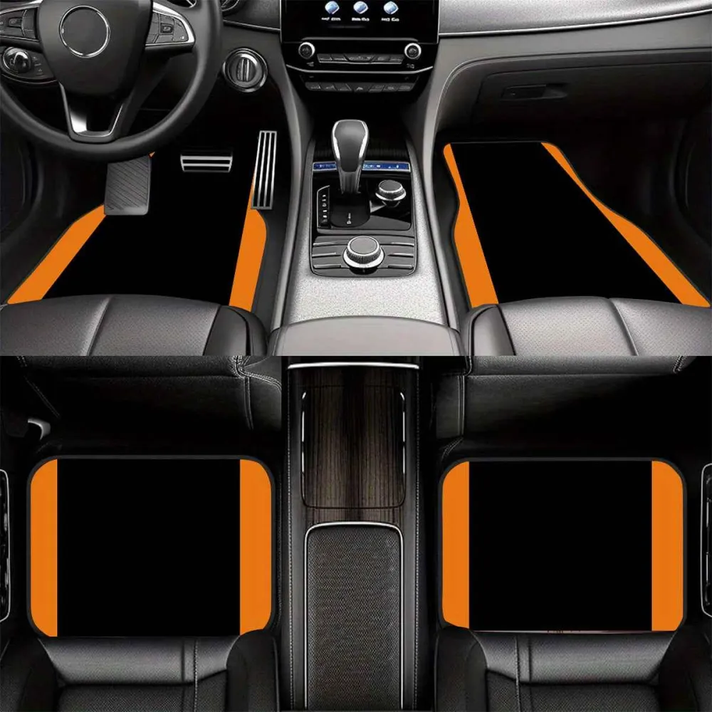 Tapis de sol antidérapants pour voiture, 4 pièces, motif rayé coloré