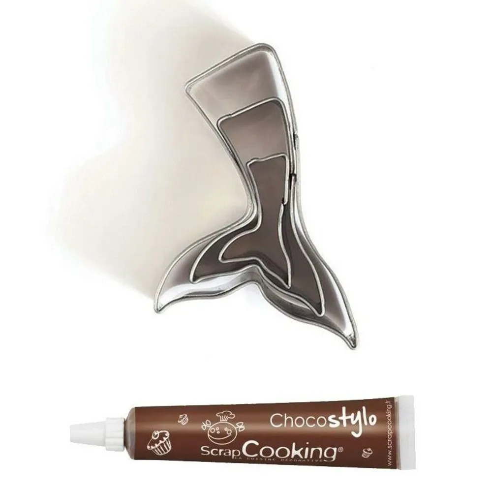 Stylo chocolat + 3 réduit emporte-pièces inox sirènes