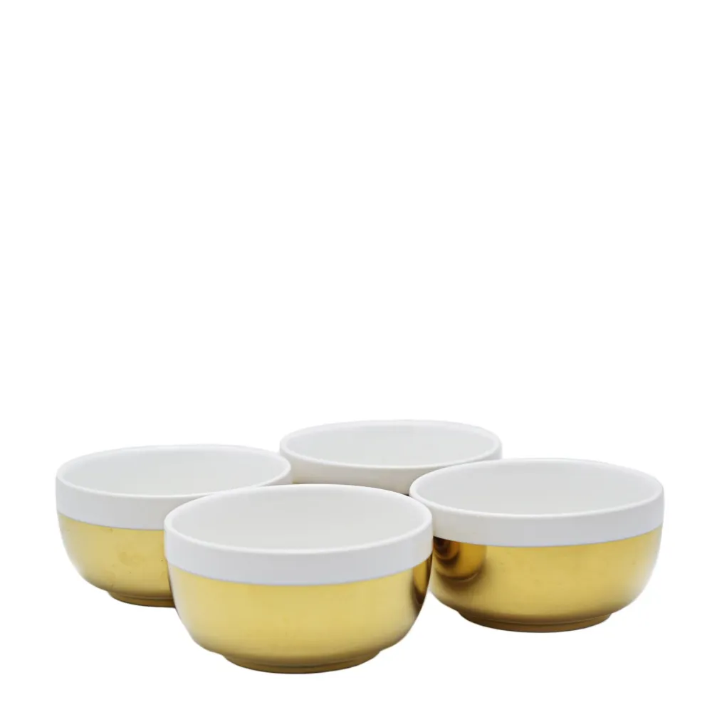 Symphony Adorn Sauce Bowl Set 4 - Blanc pur & Gold