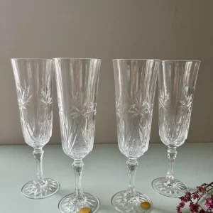 Flûtes en cristal ciselé - lot de 4