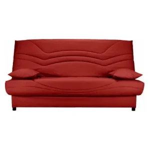 Banquette Clic Clac tissu matelas Starbed 13cm avec coffre de rangement Kistar 130x190-Couleur Rouge cerise
