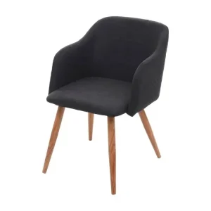 Chaise de salle à manger HWC-D71, chaise de cuisine, accoudoirs tissu/textile - anthracite-gris
