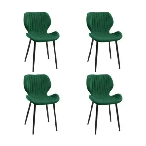 Lot de 4 chaises matelassées de salle à manger en velours AKORD SJ.17 Vert Bouteille