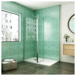 Paroi de douche 80x200cm avec retour pivotant 50x200cm en verre securit, paroi de douche à l'italienne avec barre de...