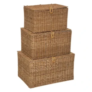 Set de 3 malles de rangement en rotin