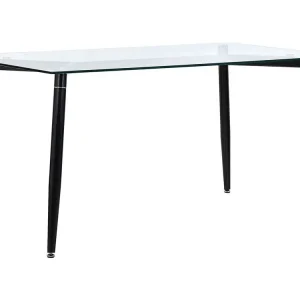Table de salle à manger en verre / pieds noirs 150 x 90 cm TOTHAM