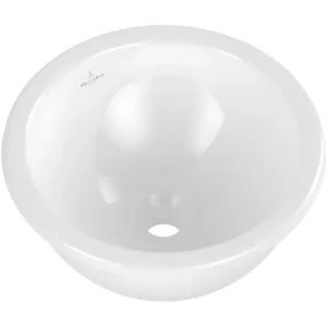 Vasque 39 x 39 ronde à poser VILLEROY ET BOCH Loop & Friends TitanCeram blanche avec trop saturé