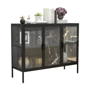 VCM acier verre vitrine verre vitrine sideboard commode highboard stand vitrine 80x100x35 Floka L